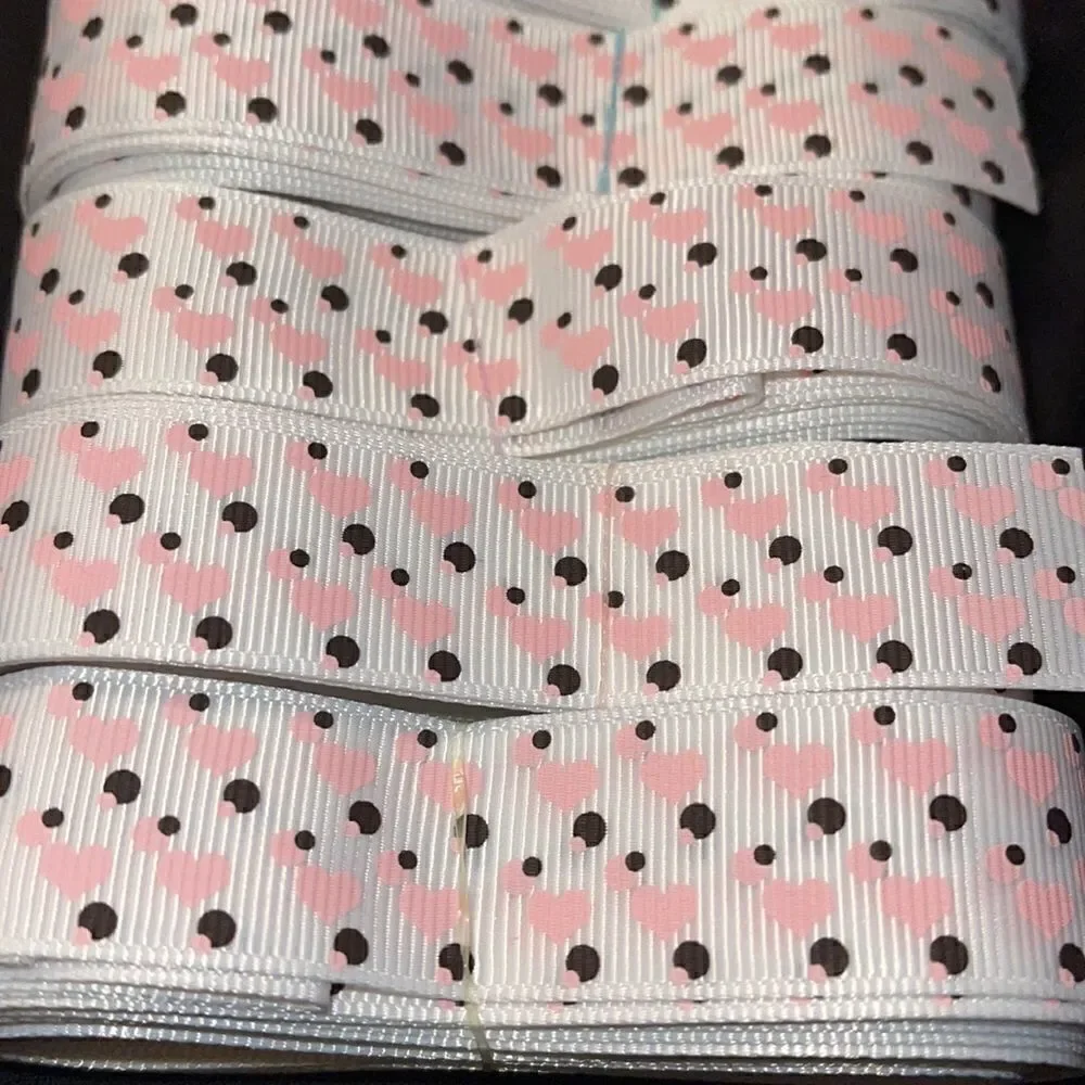 Grosgrain Ribbon 7/8” 5 yards 5/$20 hair bows shipping supplies hearts polka dot